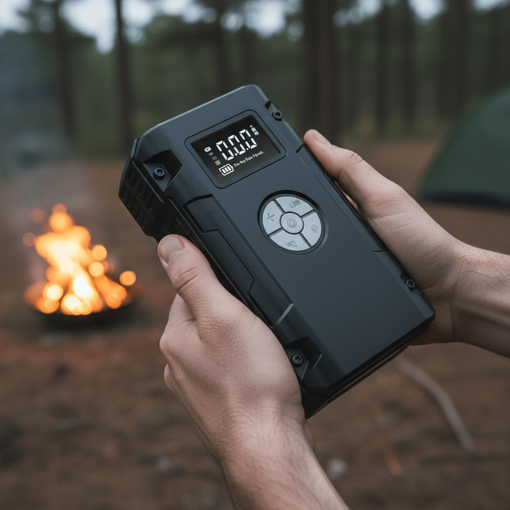 Višenamjenski Prijenosni Punjač i Kompresor 4 - u - 1 | Pametno Punjenje i Napuhavanje – Prijenosni Punjači i Kompresori – Crna – slika 5