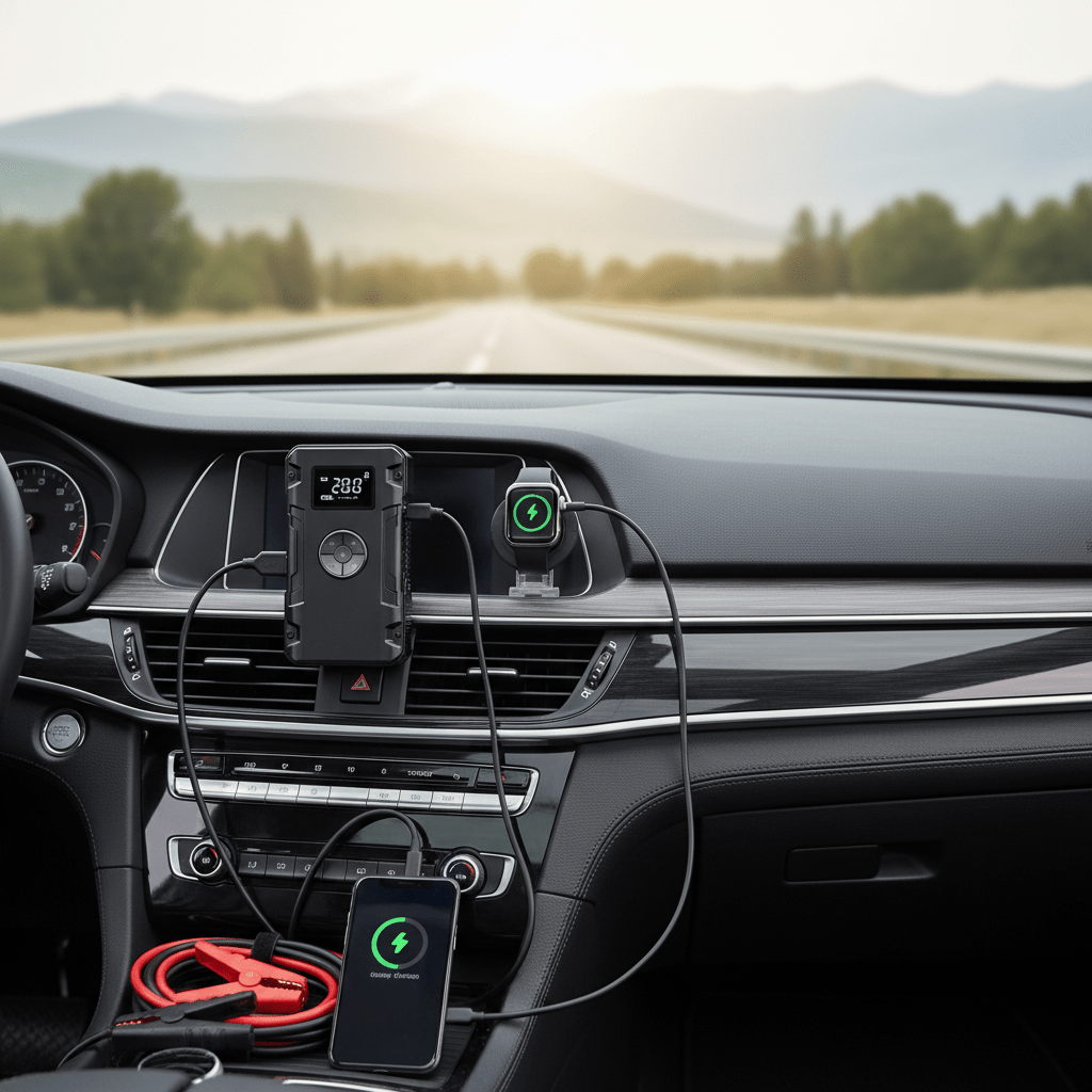 Višenamjenski Prijenosni Punjač i Kompresor 4 - u - 1 | Pametno Punjenje i Napuhavanje – Prijenosni Punjači i Kompresori – Crna – slika 15