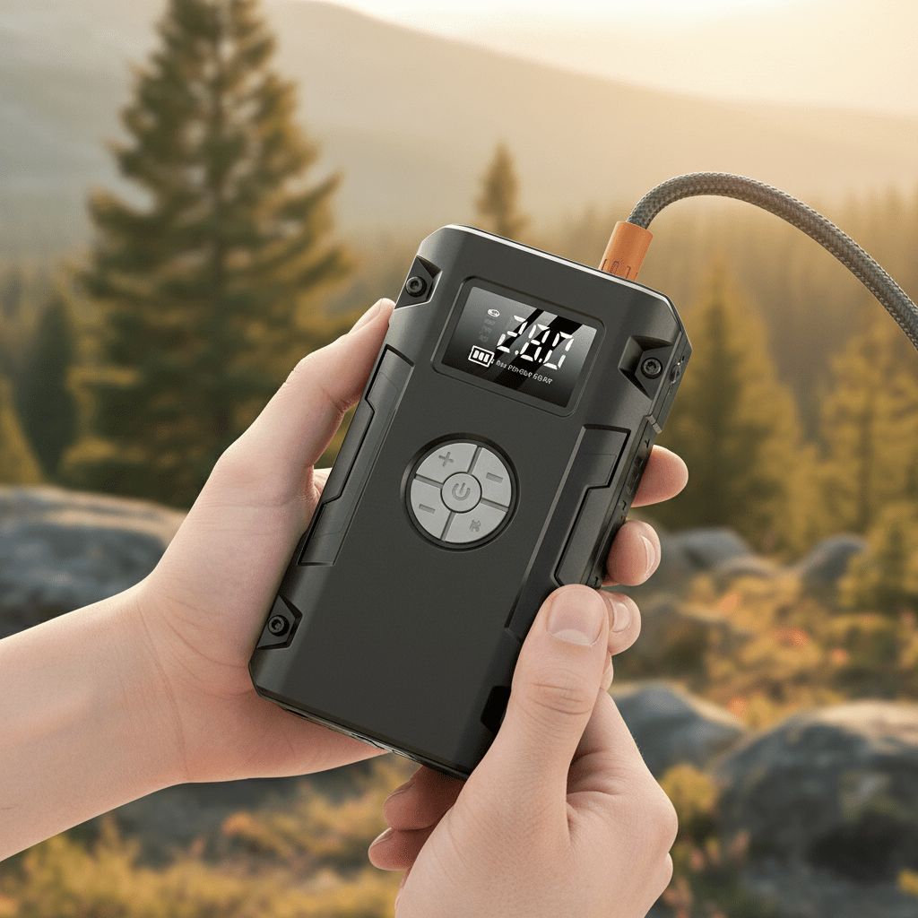 Višenamjenski Prijenosni Punjač i Kompresor 4 - u - 1 | Pametno Punjenje i Napuhavanje – Prijenosni Punjači i Kompresori – Crna – slika 23