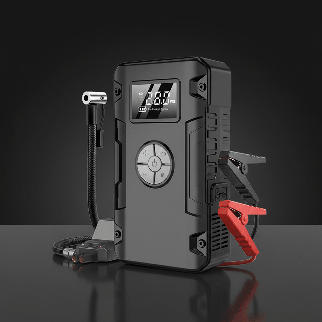Višenamjenski Prijenosni Punjač i Kompresor 4 - u - 1 | Pametno Punjenje i Napuhavanje – Prijenosni Punjači i Kompresori – Crna – slika 7