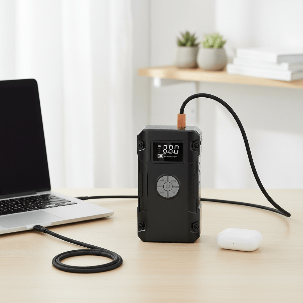 Višenamjenski Prijenosni Punjač i Kompresor 4 - u - 1 | Pametno Punjenje i Napuhavanje – Prijenosni Punjači i Kompresori – Crna – slika 22