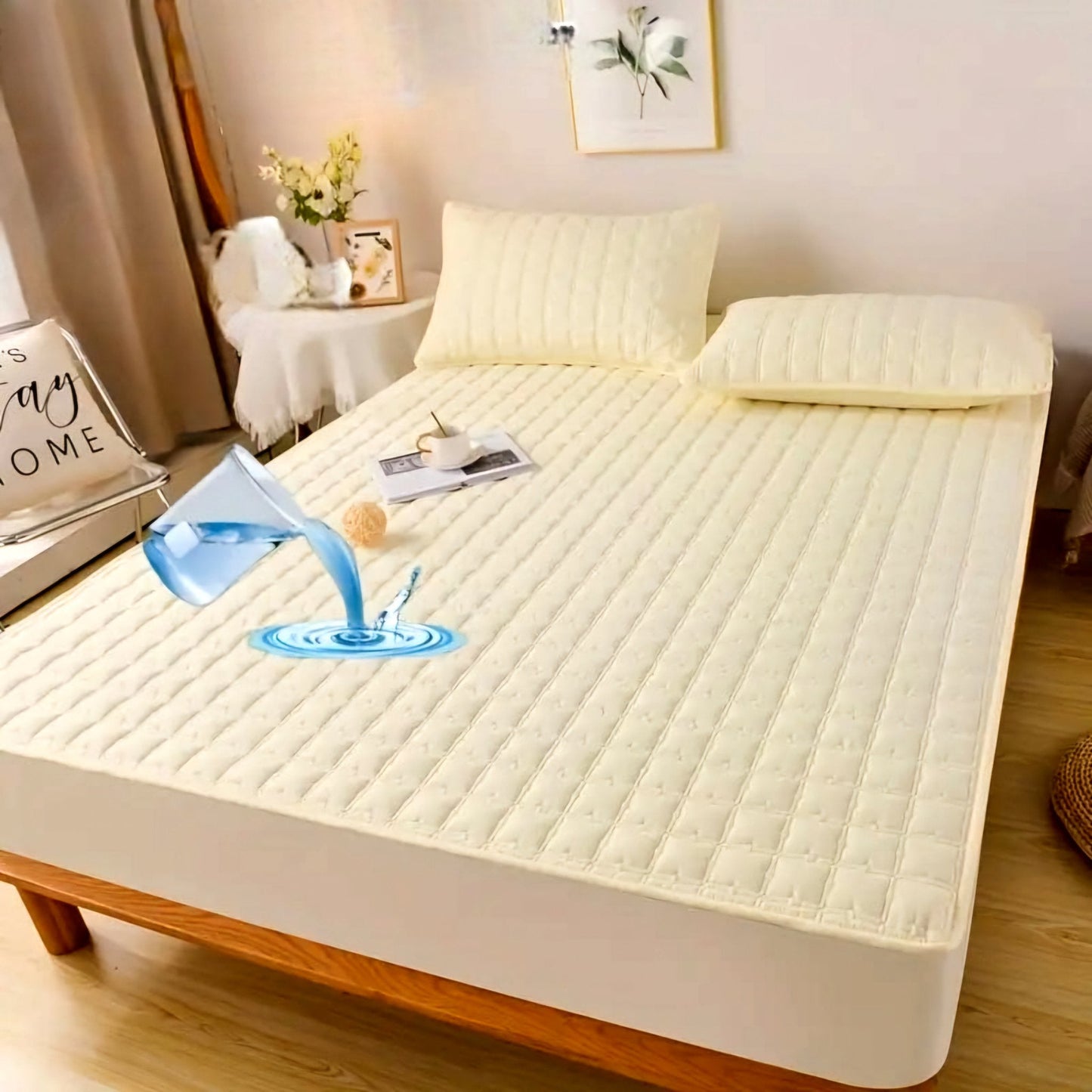 Vodonepropusni Set Navlaka + 2 Jastučnice – – Bež 180x200 cm – slika 5