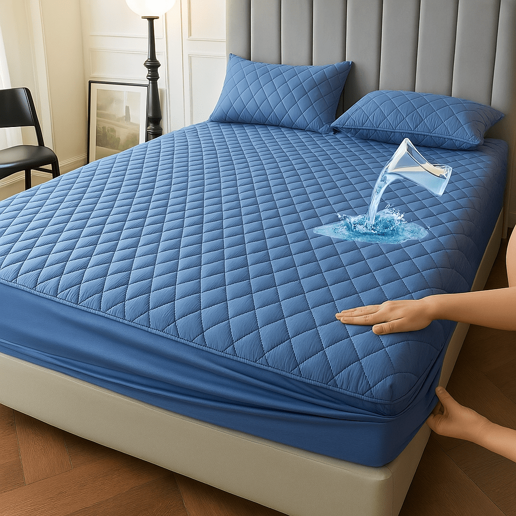 Vodonepropusni Set Navlaka + 2 Jastučnice – – Plava 180x200 cm – slika 2