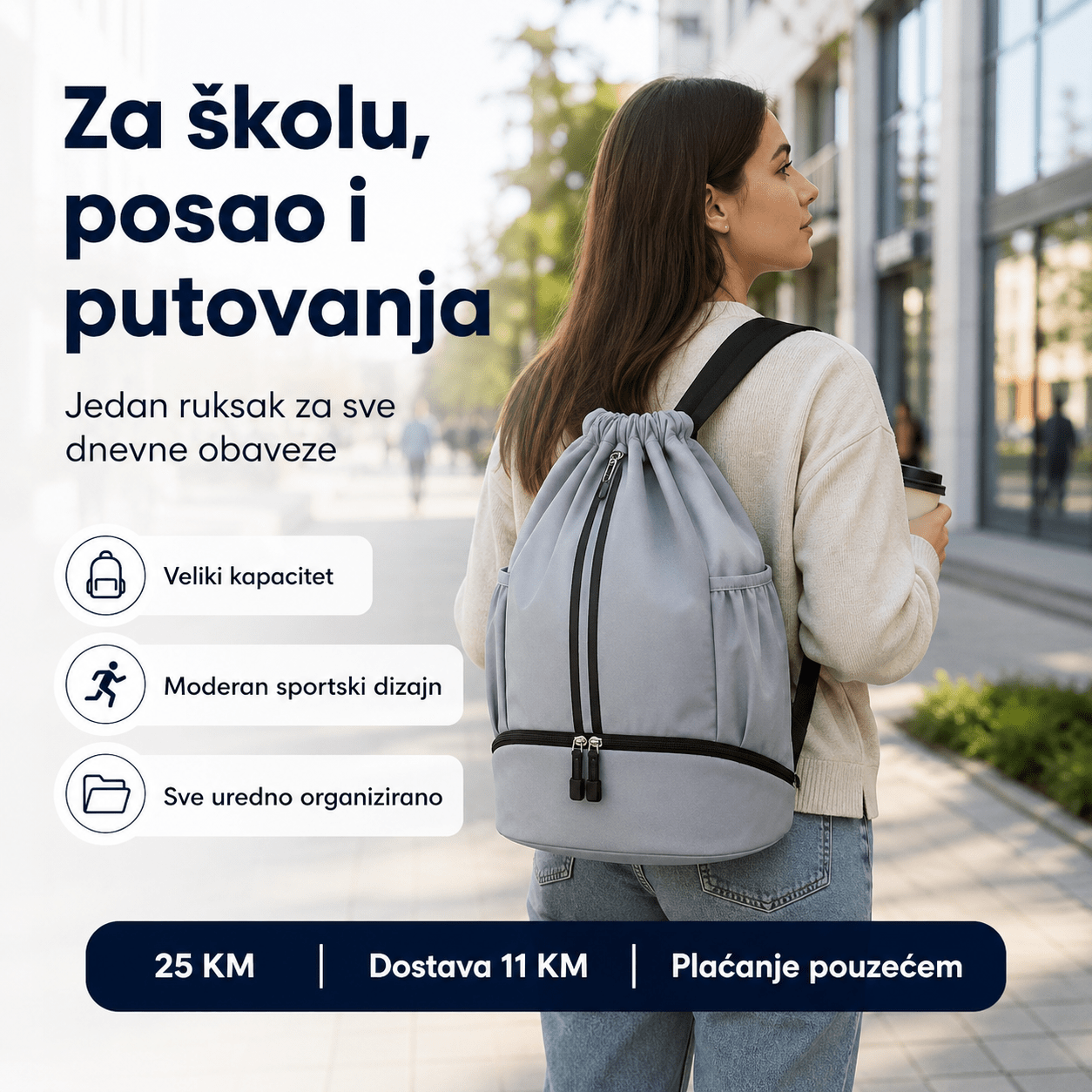 Vodootporni Sportski Ruksak – – Plava – slika 7