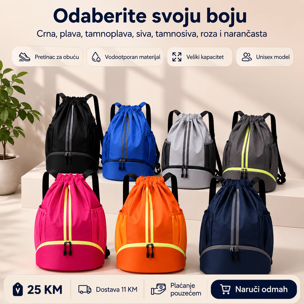 Vodootporni Sportski Ruksak – – Plava – slika 5