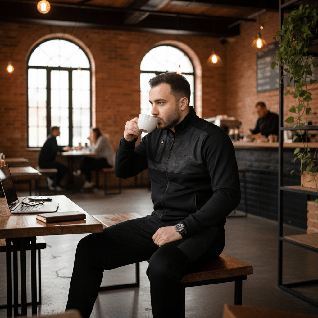 Vrhunska Muška Crna Trenirka s Detaljima – Muške trenirke – M Crna – slika 6