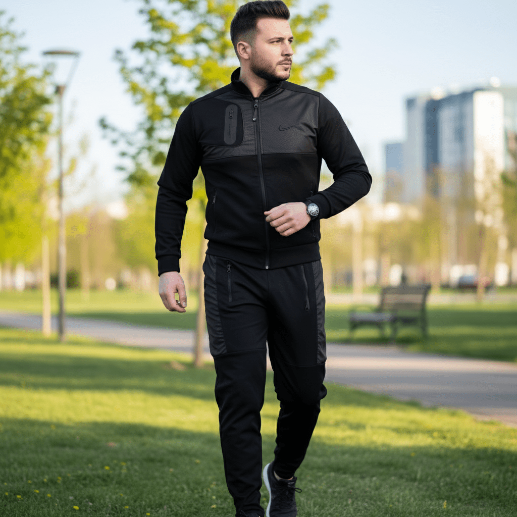 Vrhunska Muška Crna Trenirka s Detaljima – Muške trenirke – M Crna – slika 1