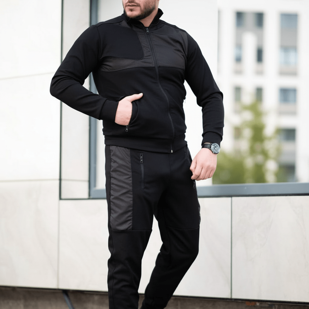 Vrhunska Muška Crna Trenirka s Detaljima – Muške trenirke – M Crna – slika 2