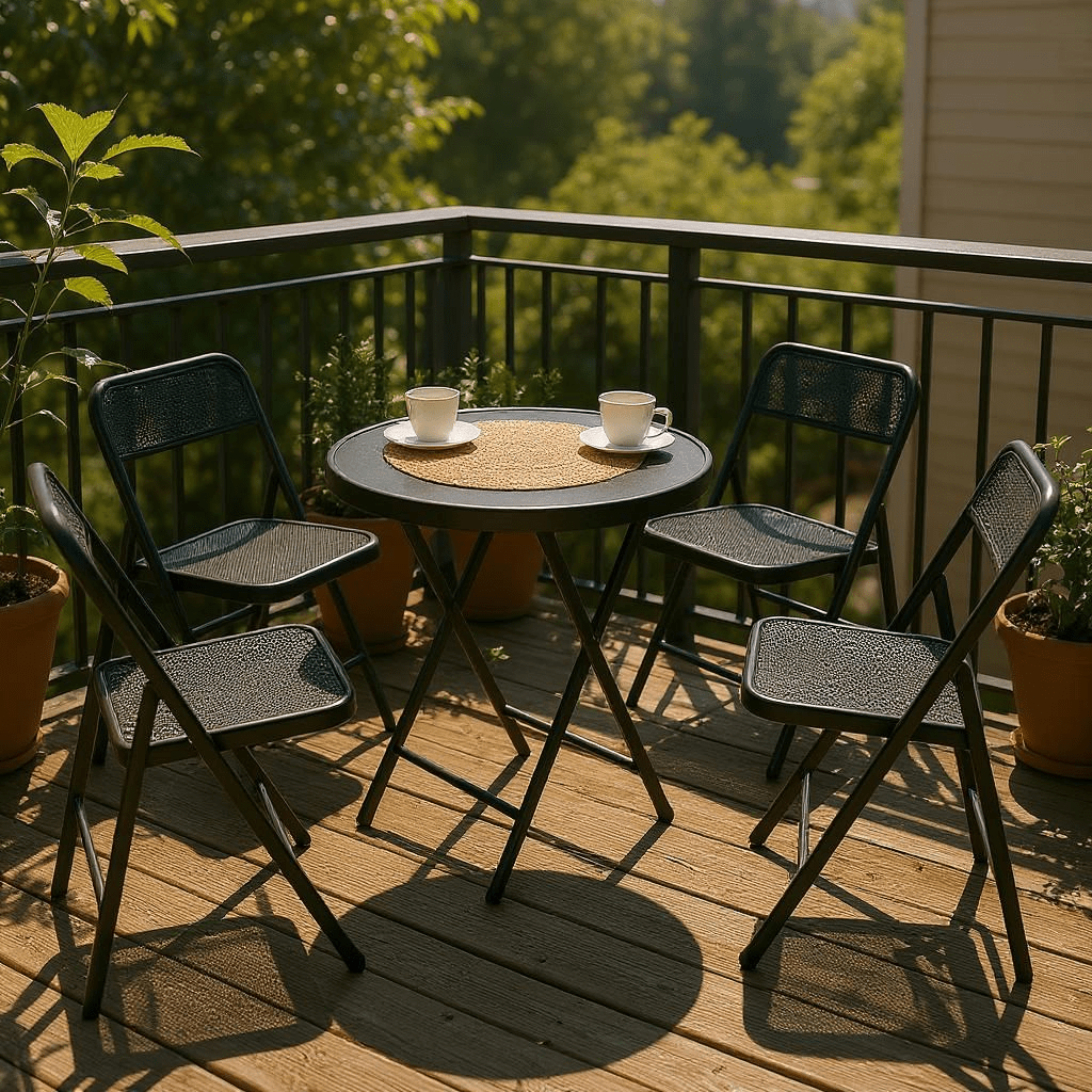 VRTNI SET: STOL + 4 SKLOPIVE STOLICE – – Stol 60cm+4 stolice – slika 3