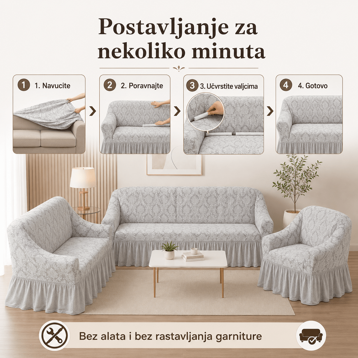 Žakard Navlake Za Trosjed, Dvosjed i Fotelju – – – slika 3