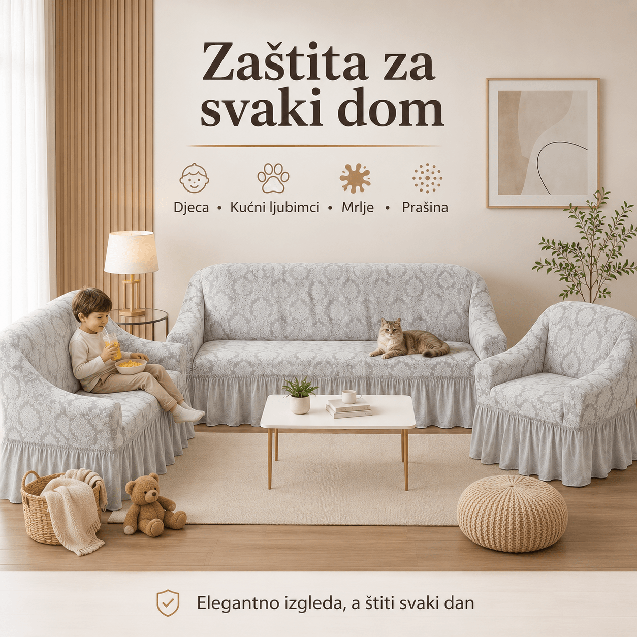 Žakard Navlake Za Trosjed, Dvosjed i Fotelju – – – slika 5