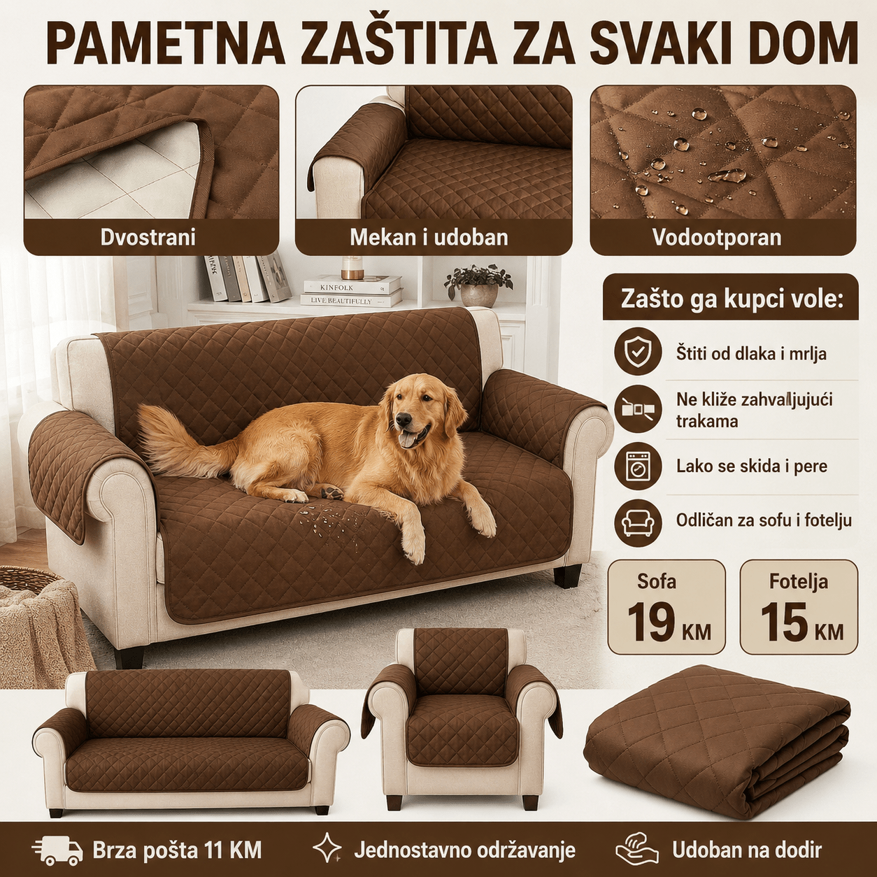 Zaštitni prekrivač za sofu i fotelju – – Sofa – slika 3