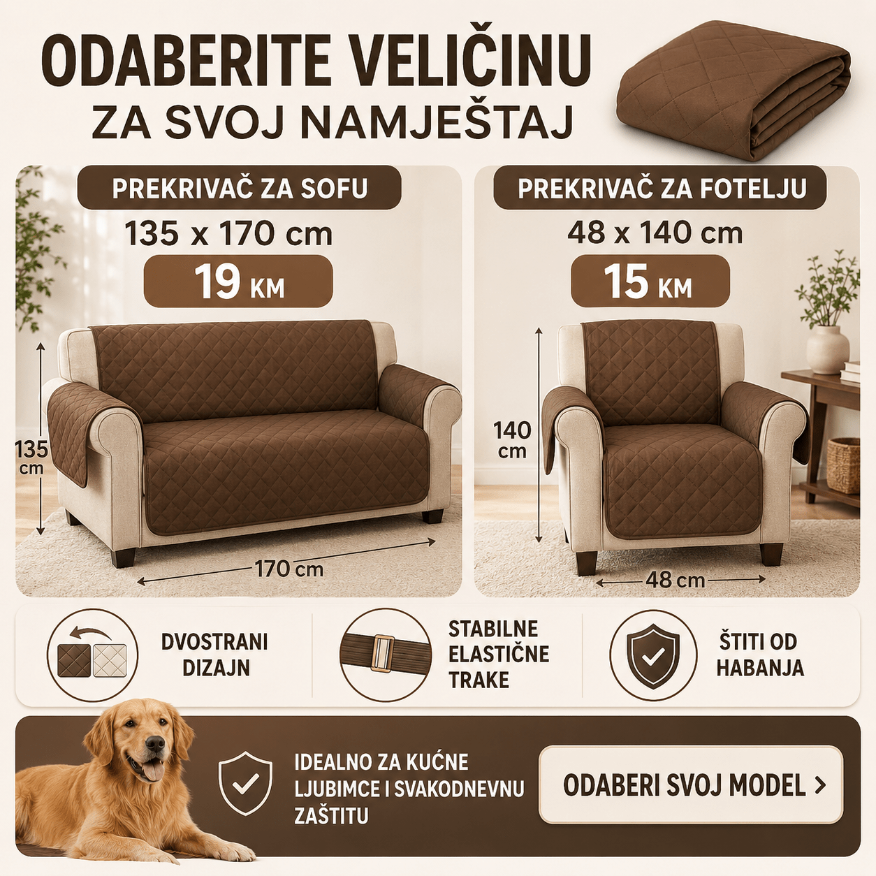 Zaštitni prekrivač za sofu i fotelju – – Sofa – slika 6