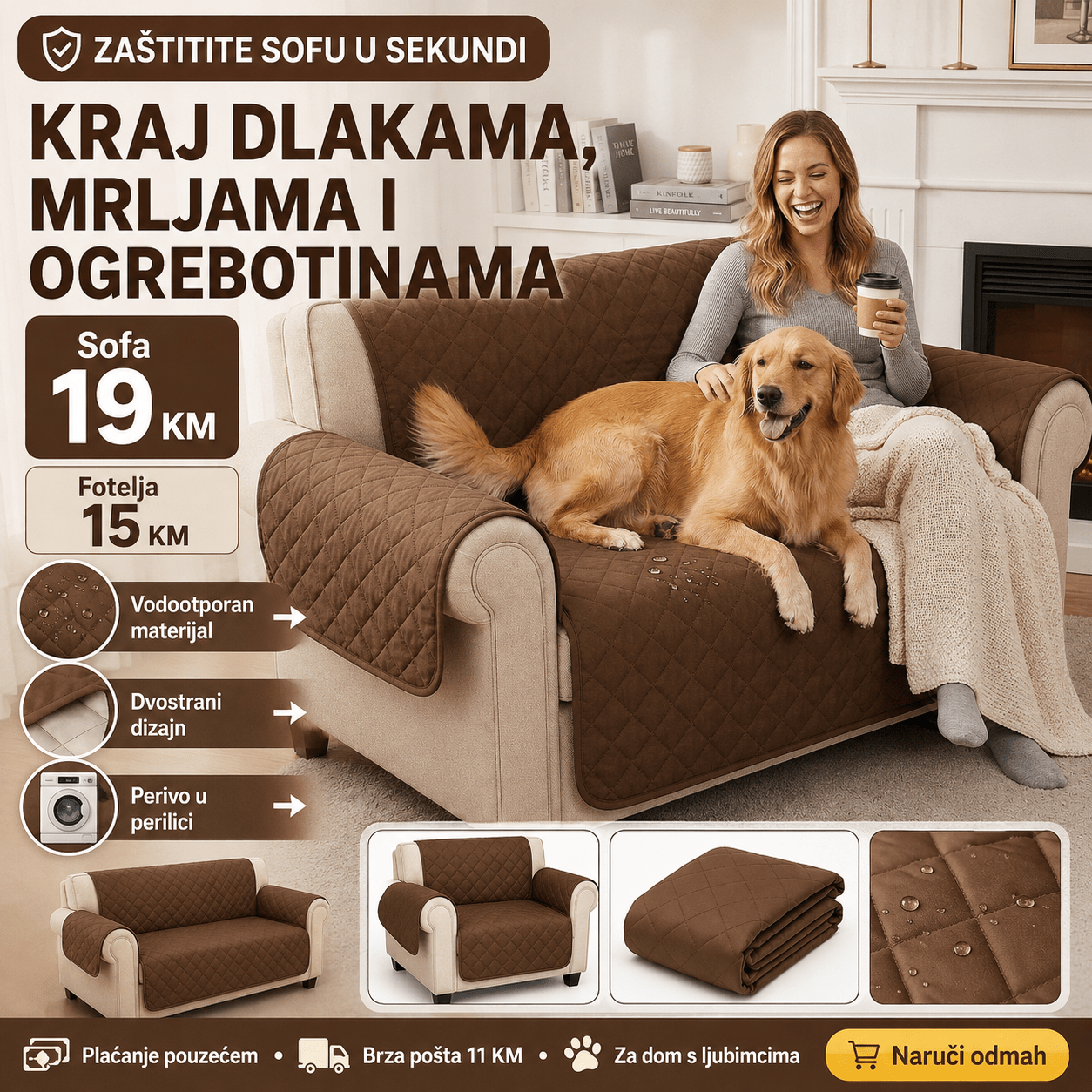 Zaštitni prekrivač za sofu i fotelju – – Sofa – slika 2