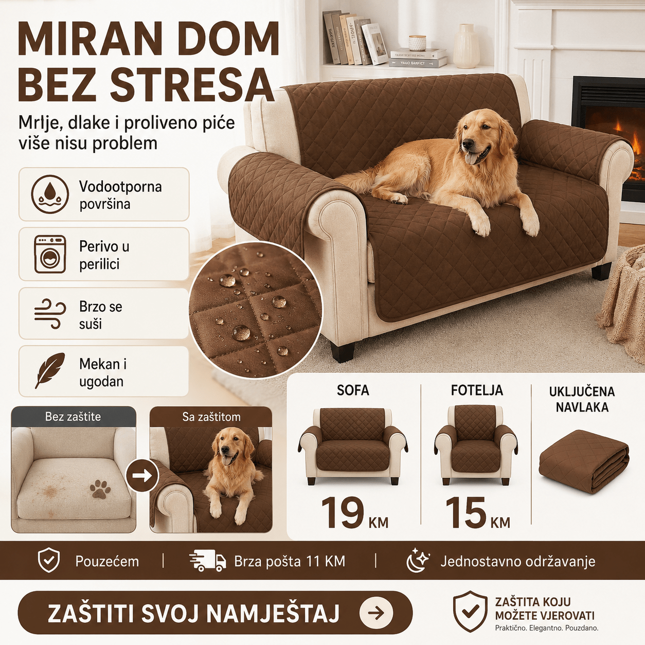 Zaštitni prekrivač za sofu i fotelju – – Sofa – slika 5
