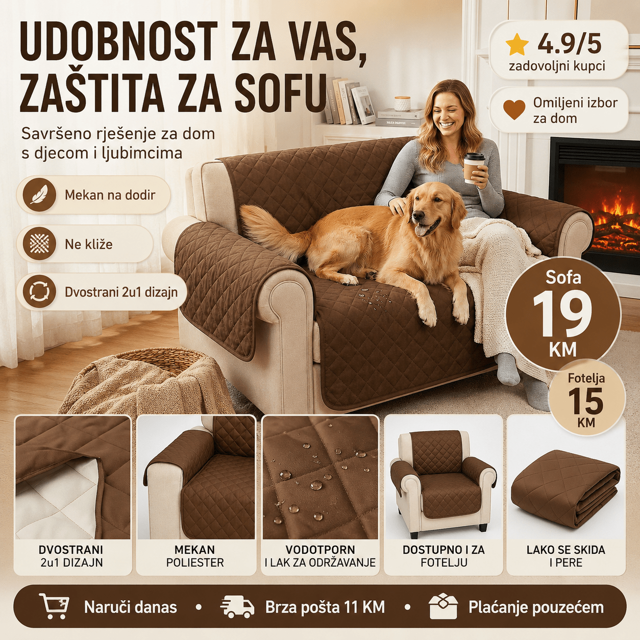 Zaštitni prekrivač za sofu i fotelju – – Sofa – slika 4