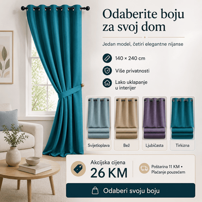 Zavjesa za Zamračivanje 140×240cm – – Tirkizna – slika 7