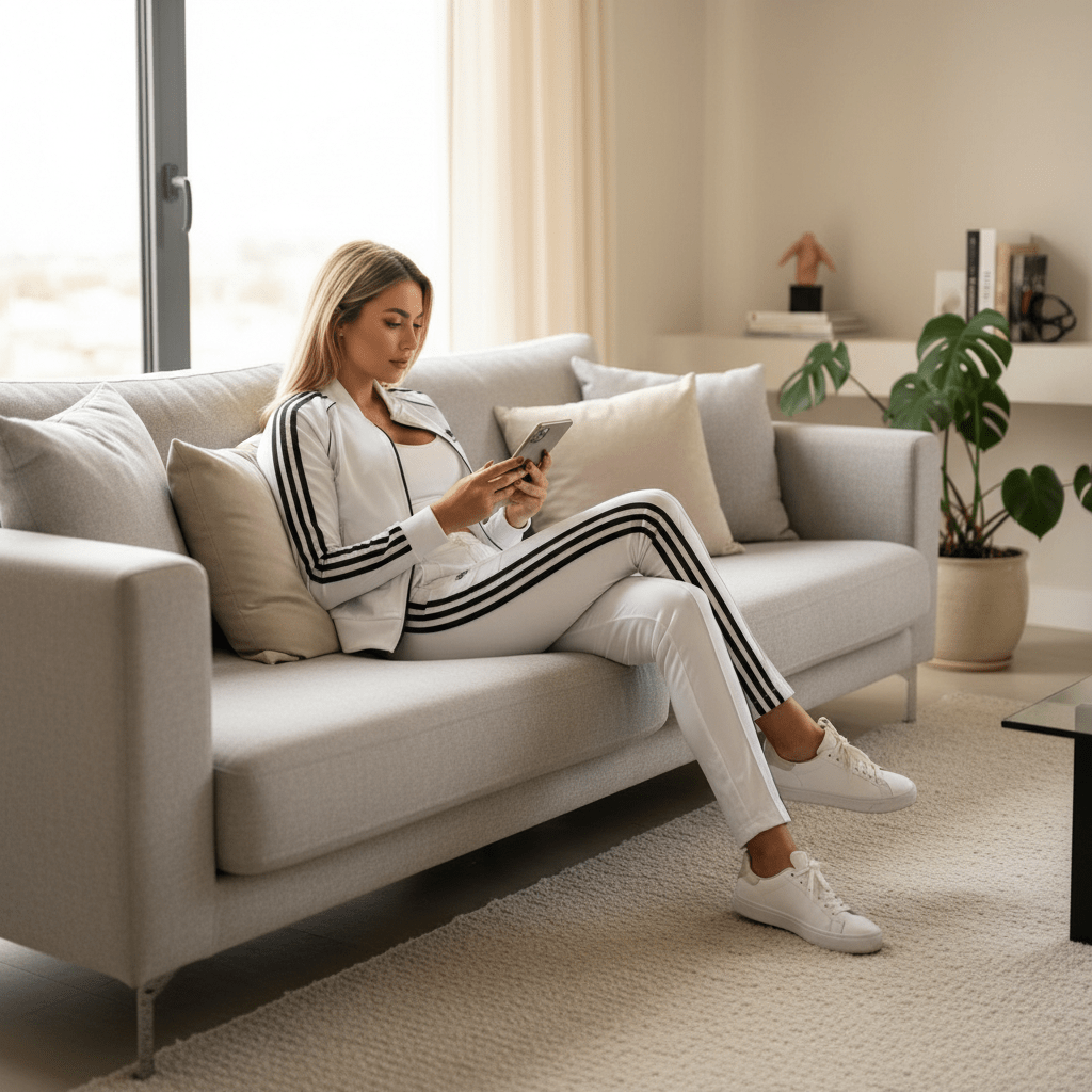 Ženska Bijela Trenerka Komplet – Sportska odjeća – S Bijela – slika 3