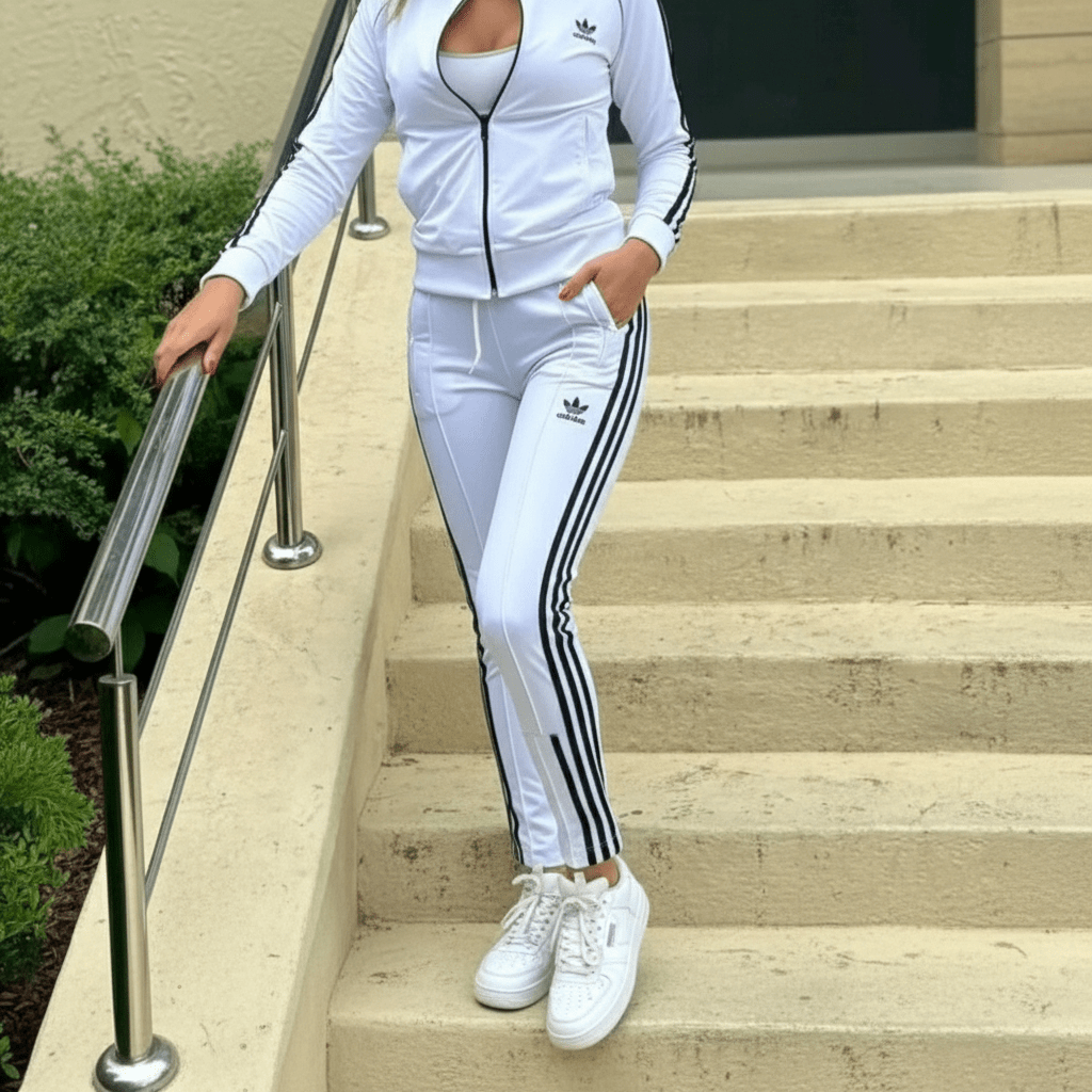 Ženska Bijela Trenerka Komplet – Sportska odjeća – S Bijela – slika 5