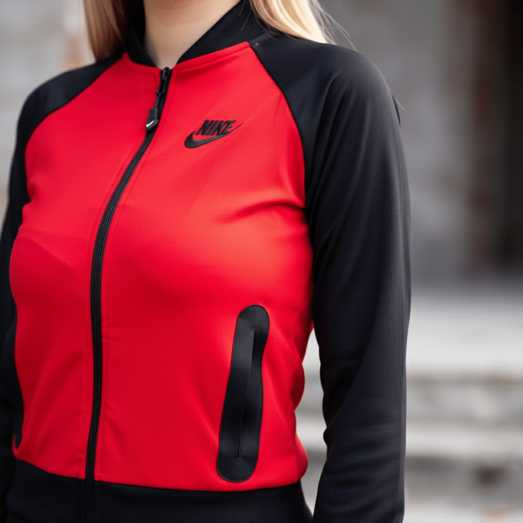 Ženska Crveno - Crna Sportska Trenerka – Trenirke – M Crveno - Crna – slika 4