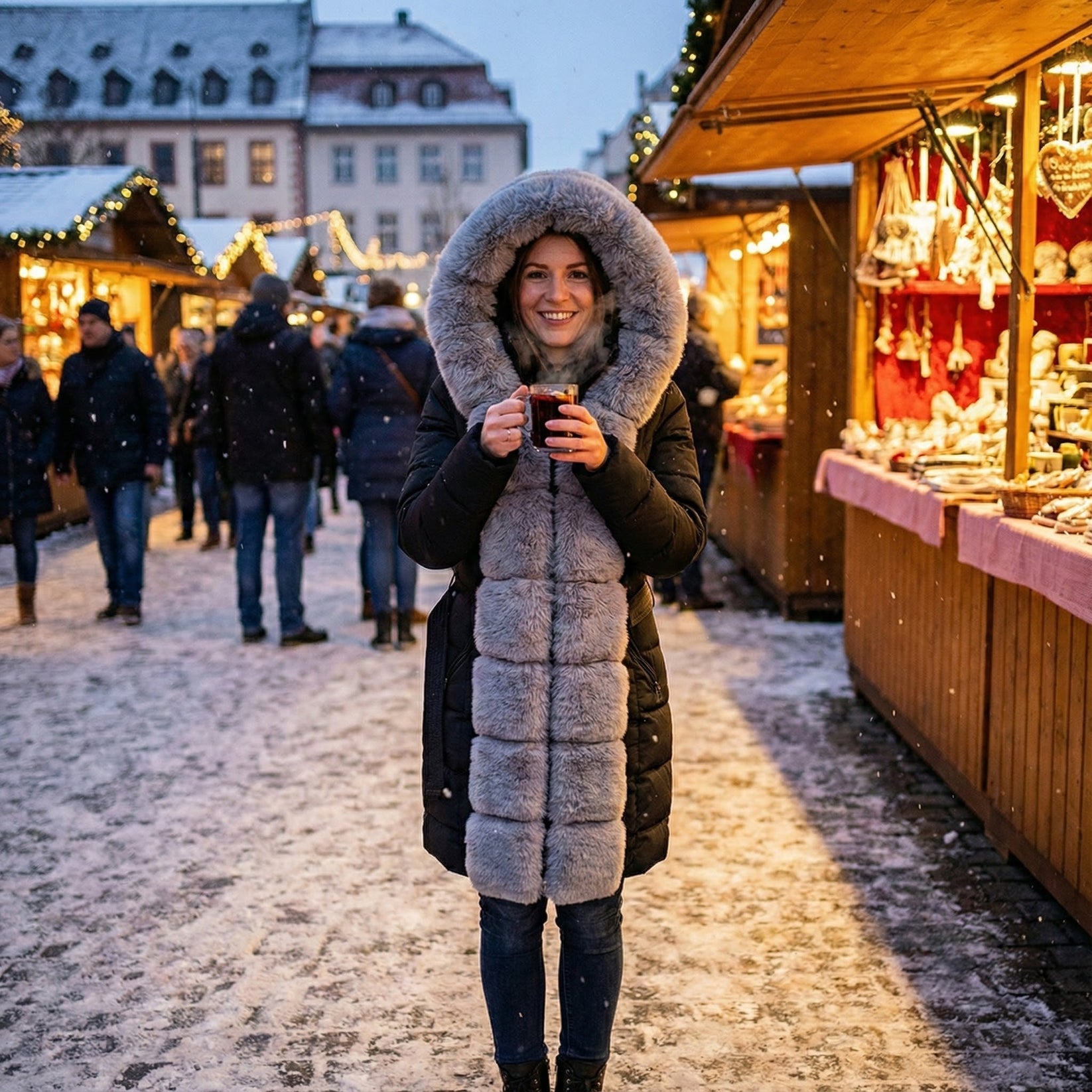 Ženska krznena zimska jakna – – L – slika 5