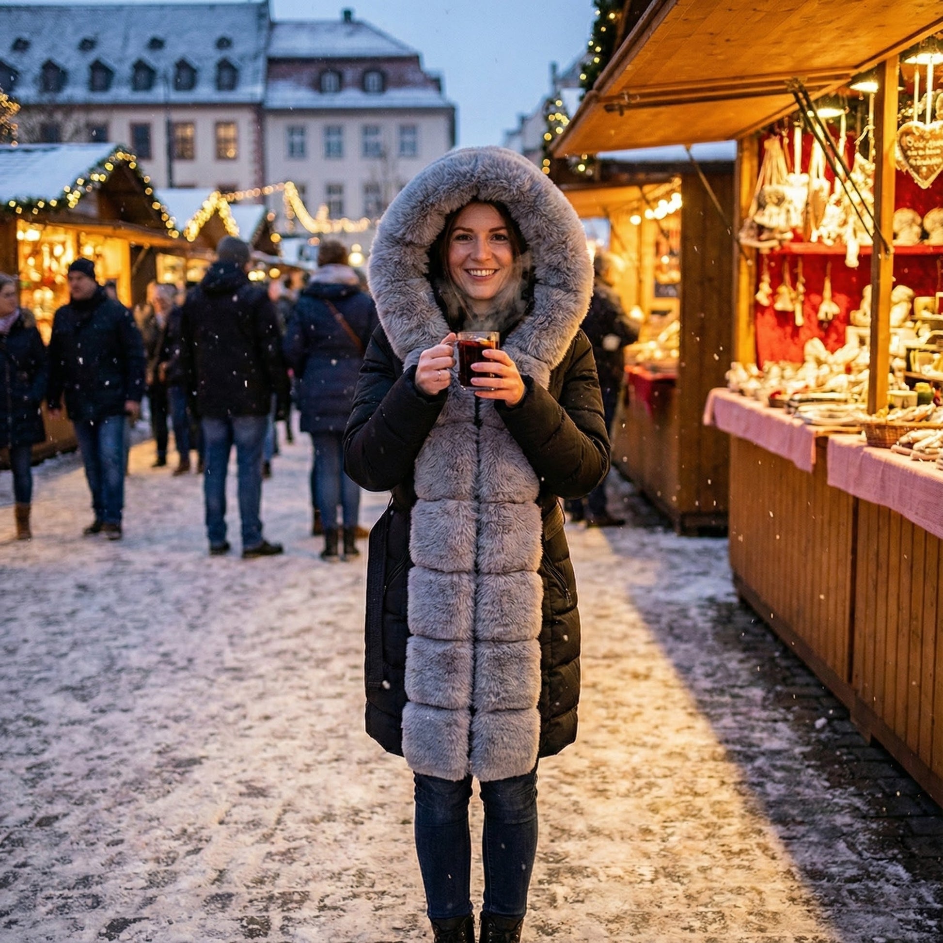 Ženska krznena zimska jakna – – L – slika 5