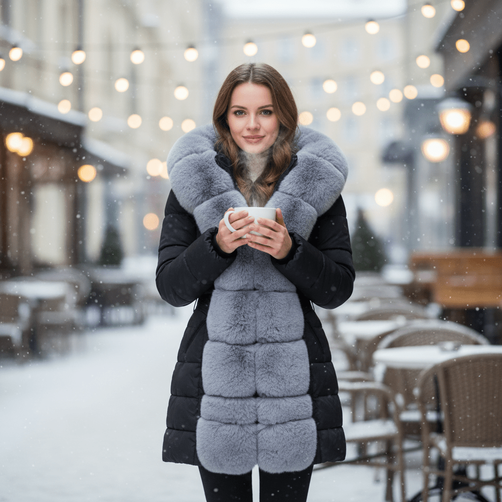 Ženska krznena zimska jakna – – L – slika 8