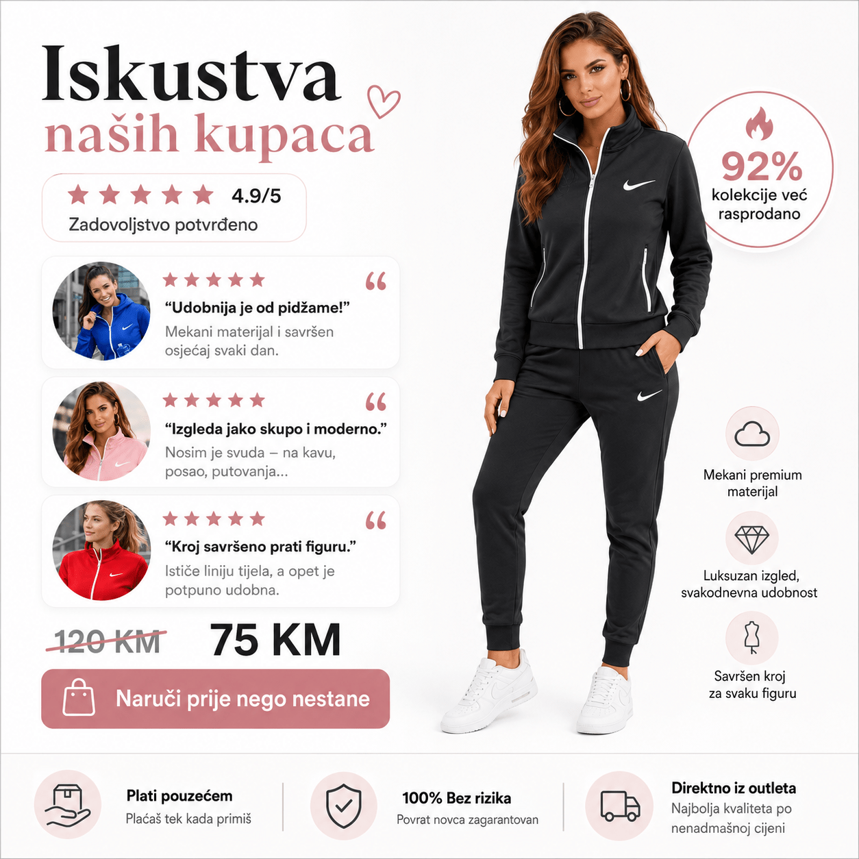 Ženska premium trenirka – – S Roza – slika 5