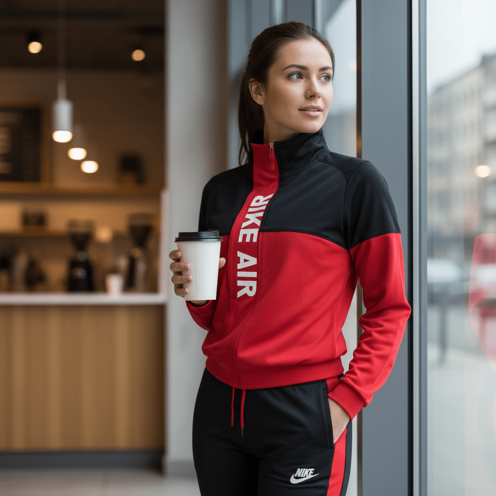 Ženska Trenerka Komplet - Crno/Crvena Sportska Elegancija – Trenerke – S Crna/Crvena – slika 6