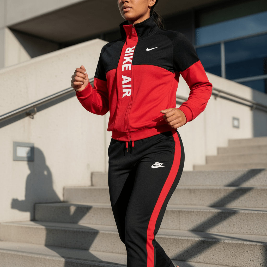 Ženska Trenerka Komplet - Crno/Crvena Sportska Elegancija – Trenerke – S Crna/Crvena – slika 1