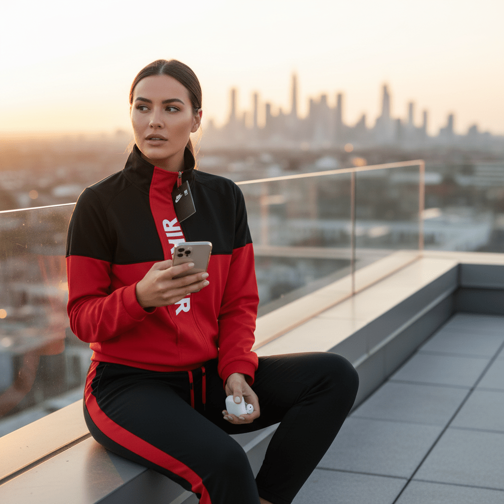 Ženska Trenerka Komplet - Crno/Crvena Sportska Elegancija – Trenerke – S Crna/Crvena – slika 4