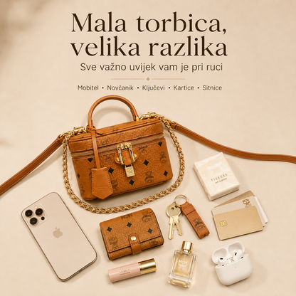 Ženska vanity torbica s prostorom za mobitel, novčanik, ključeve i sitnice