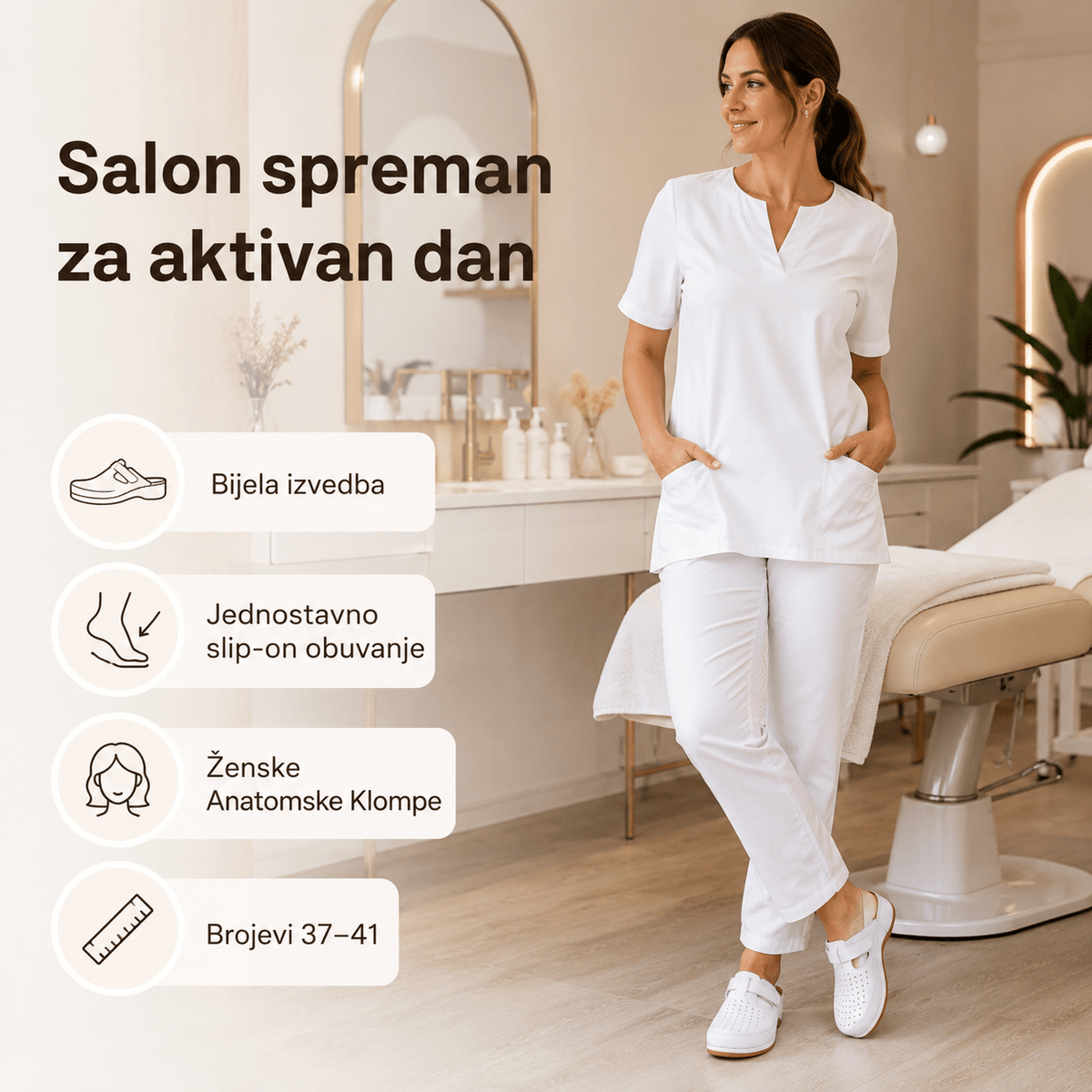 Ženske Anatomske Klompe – Klompe i Papuče – 37 Bijela – slika 5