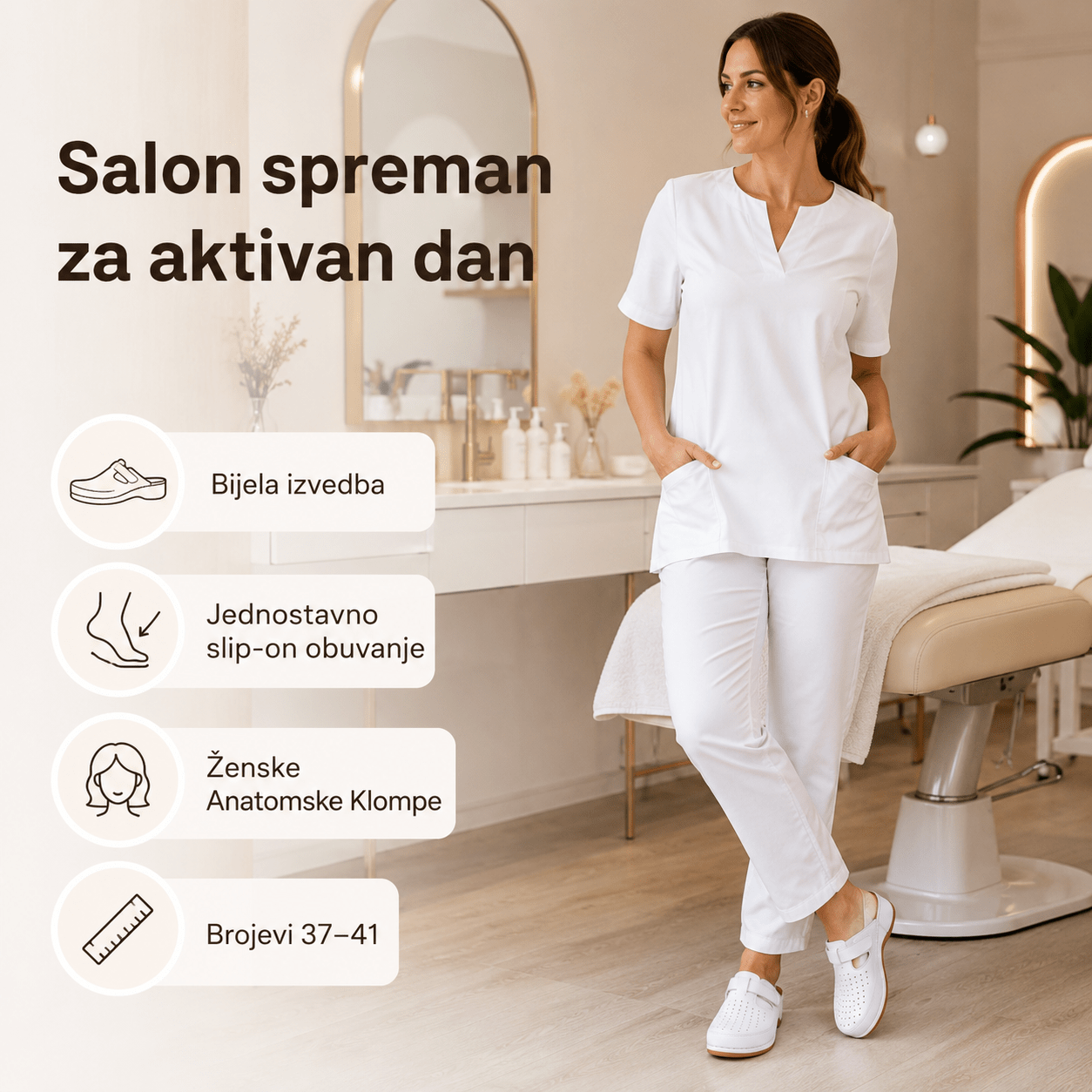 Ženske Anatomske Klompe – Klompe i Papuče – 37 Bijela – slika 5
