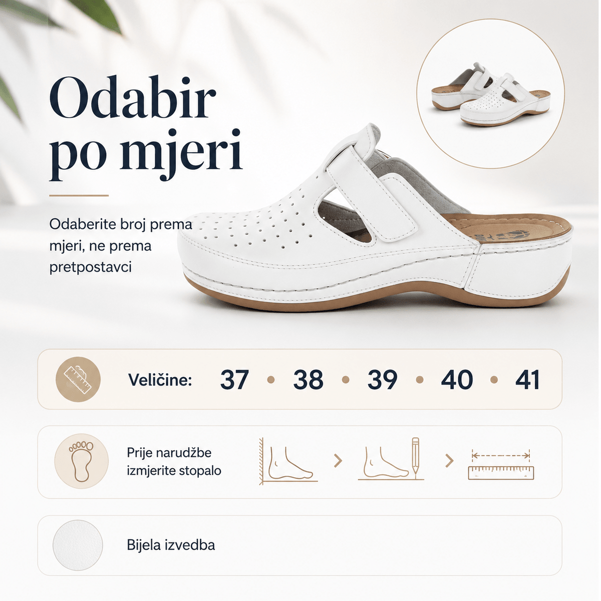 Ženske Anatomske Klompe – Klompe i Papuče – 37 Bijela – slika 4