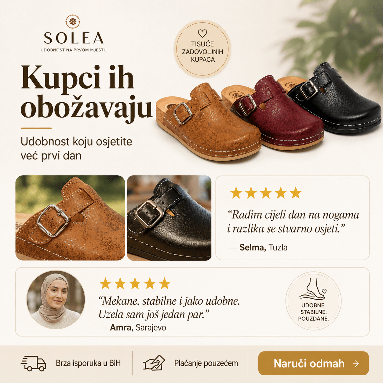 Ženske Anatomske Klompe Solea – – Smeđa 37 – slika 5