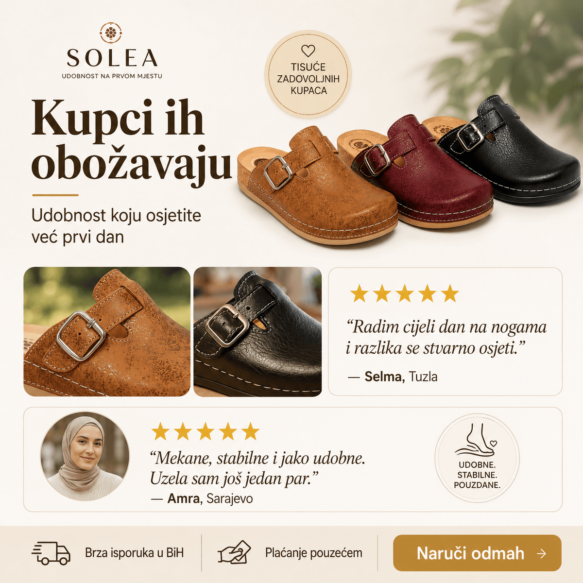 Ženske Anatomske Klompe Solea – – Smeđa 37 – slika 5