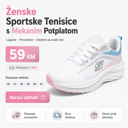 Ženske Bijele Sportske Tenisice s Pastelnim Detaljima – prikaz 2