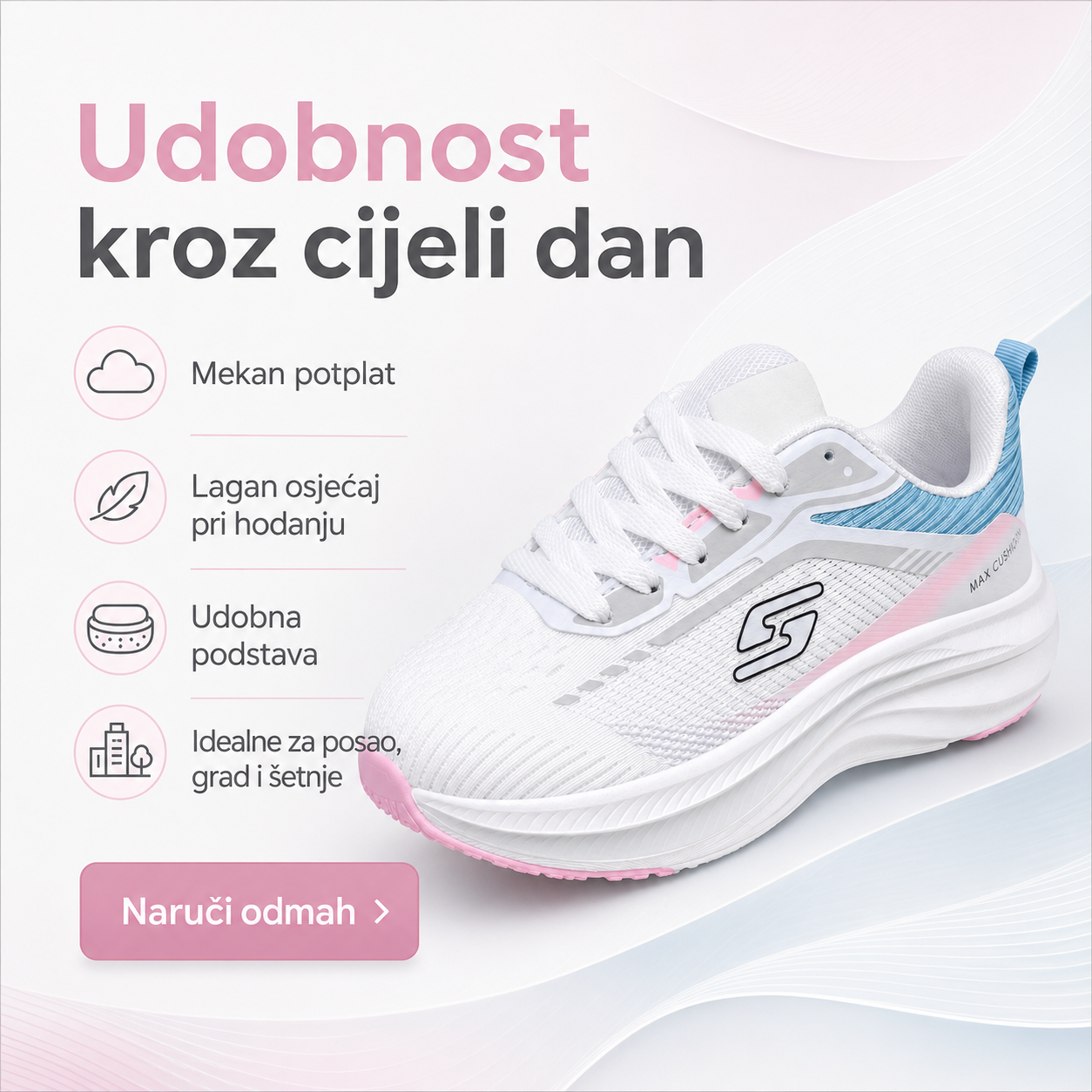 Ženske Bijele Sportske Tenisice s Pastelnim Detaljima – prikaz 3