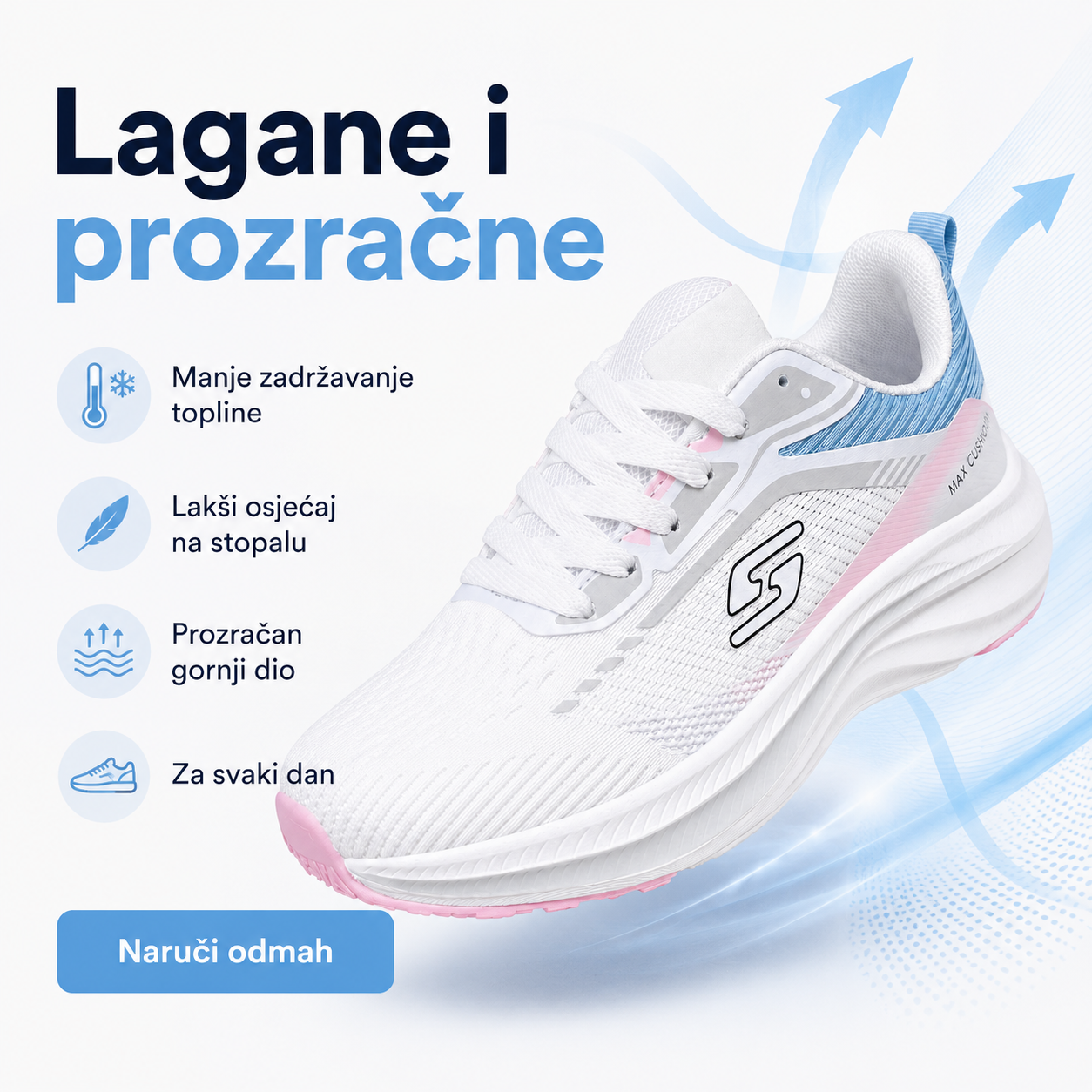 Ženske Bijele Sportske Tenisice s Pastelnim Detaljima – prikaz 4