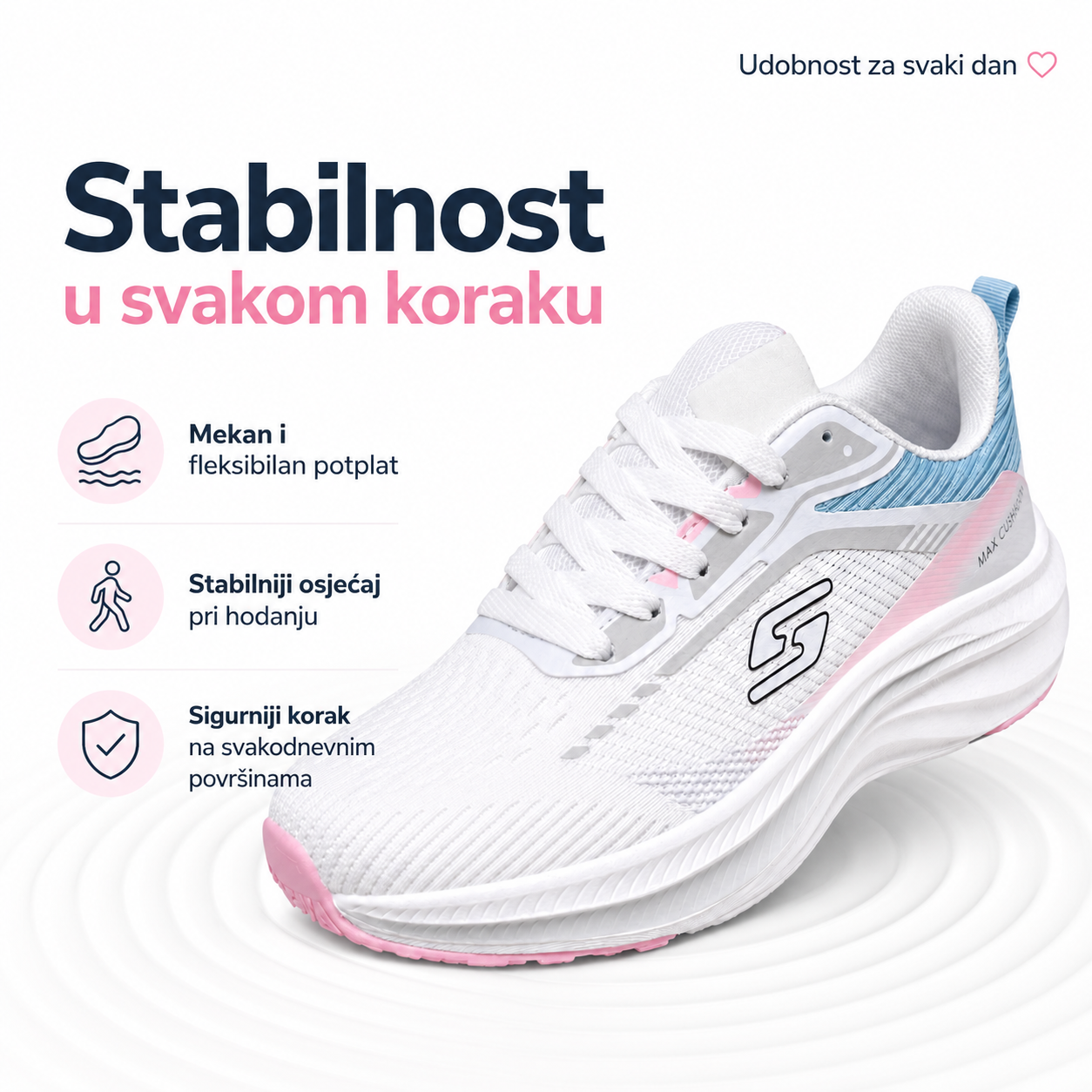 Ženske Bijele Sportske Tenisice s Pastelnim Detaljima – prikaz 5