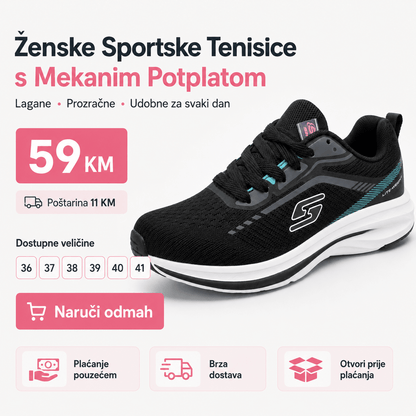 Ženske Crne Sportske Tenisice s Tirkiznim Detaljima – Ženske tenisice – 36 – slika 2