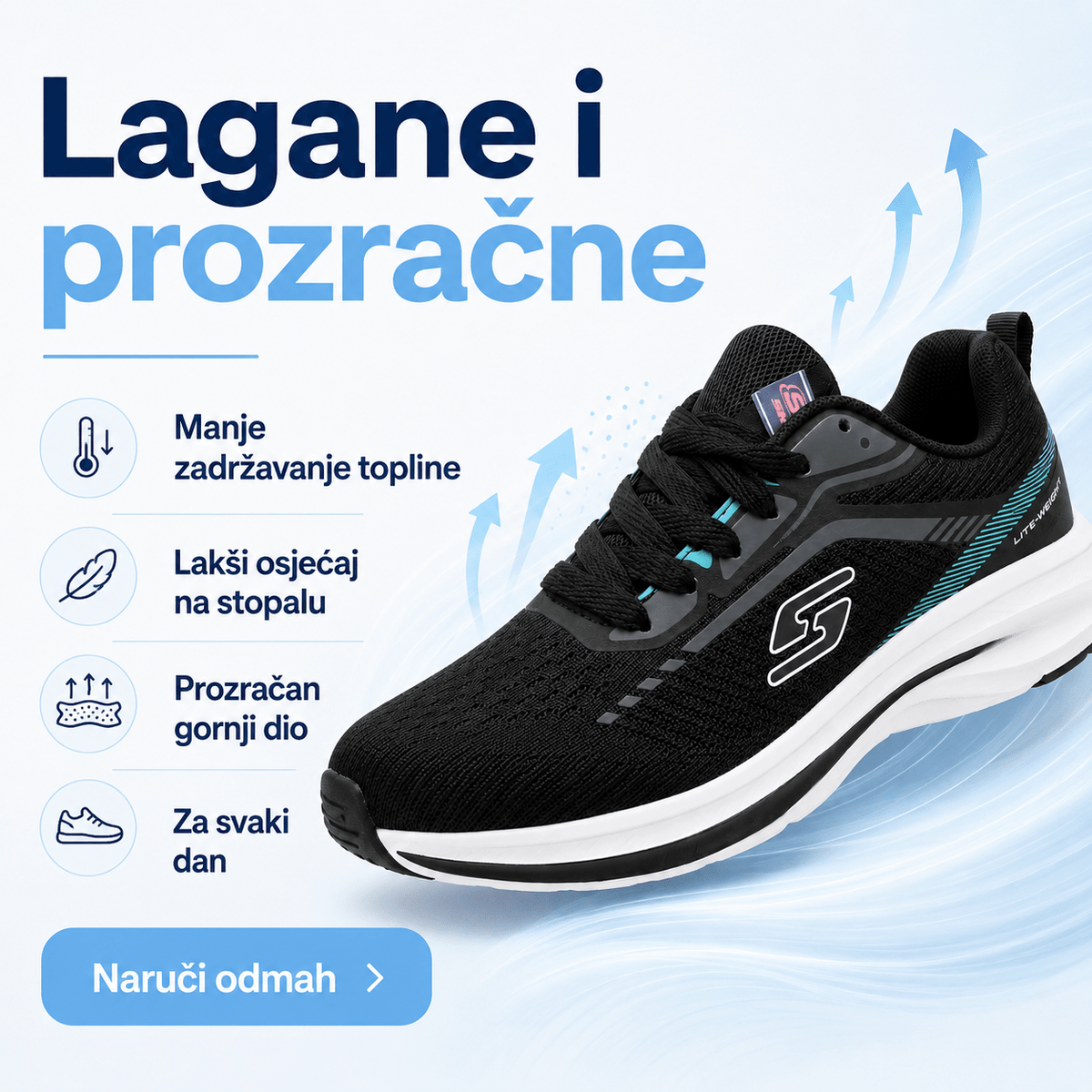 Ženske Crne Sportske Tenisice s Tirkiznim Detaljima – Ženske tenisice – 36 – slika 4