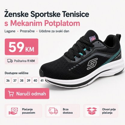 Ženske Crne Sportske Tenisice s Tirkiznim Detaljima – prikaz 2