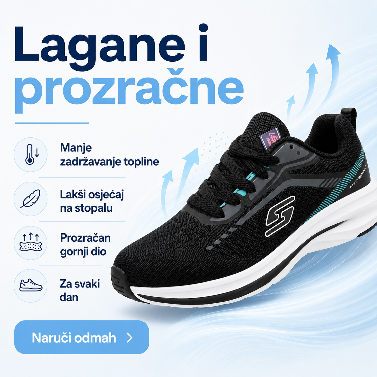 Ženske Crne Sportske Tenisice s Tirkiznim Detaljima – prikaz 4