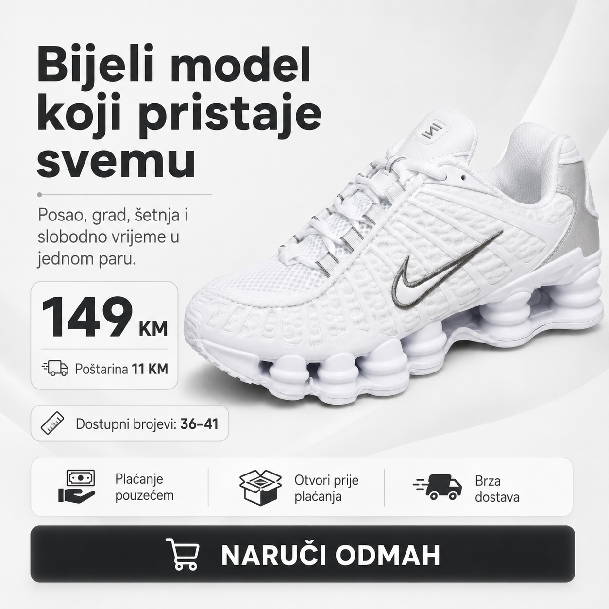 Ženske Premium Bijele Sportske Tenisice – prikaz 8