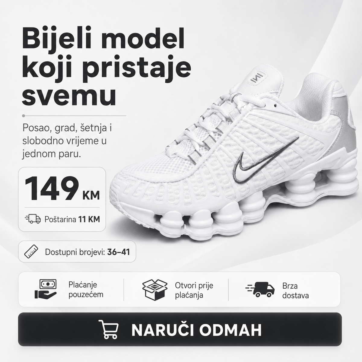 Ženske Premium Bijele Sportske Tenisice – Ženske tenisice – 36 – slika 8