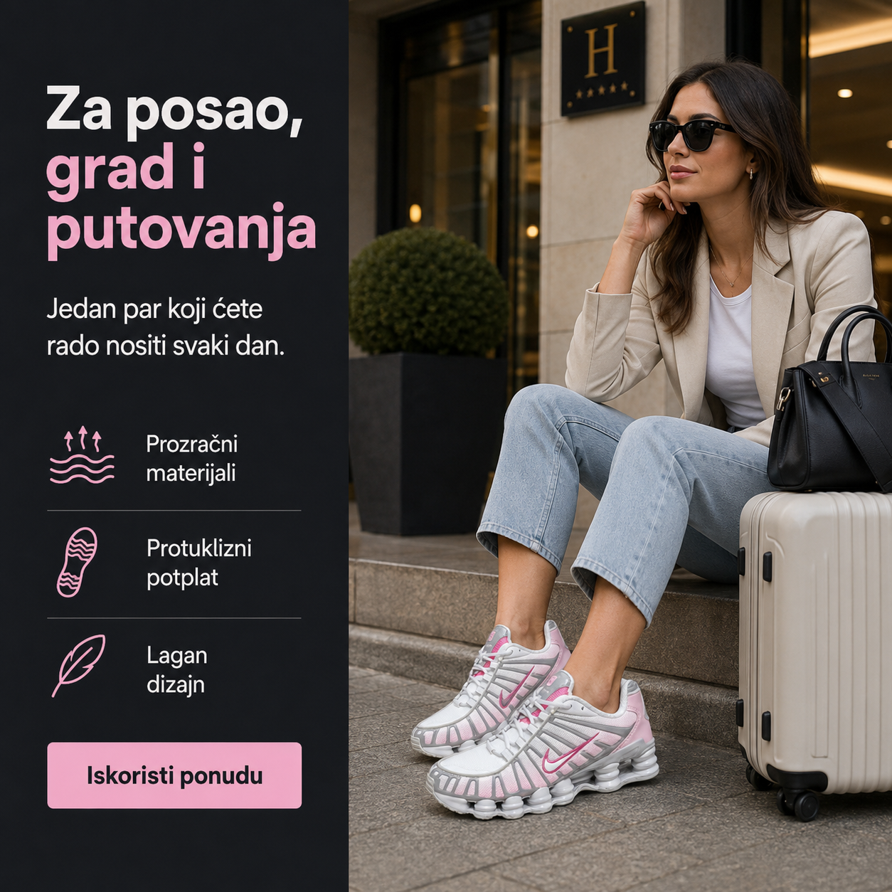 Ženske Premium Bijelo-Roze Sportske Tenisice – prikaz 7