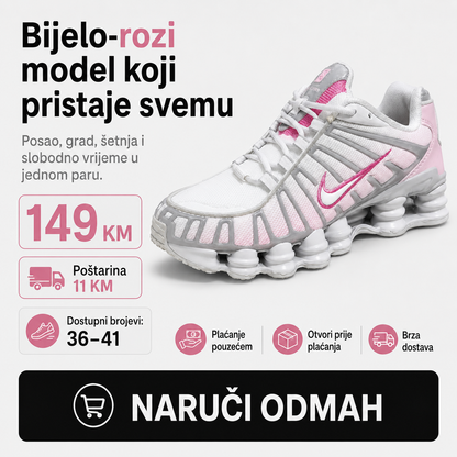 Ženske Premium Bijelo-Roze Sportske Tenisice – prikaz 8