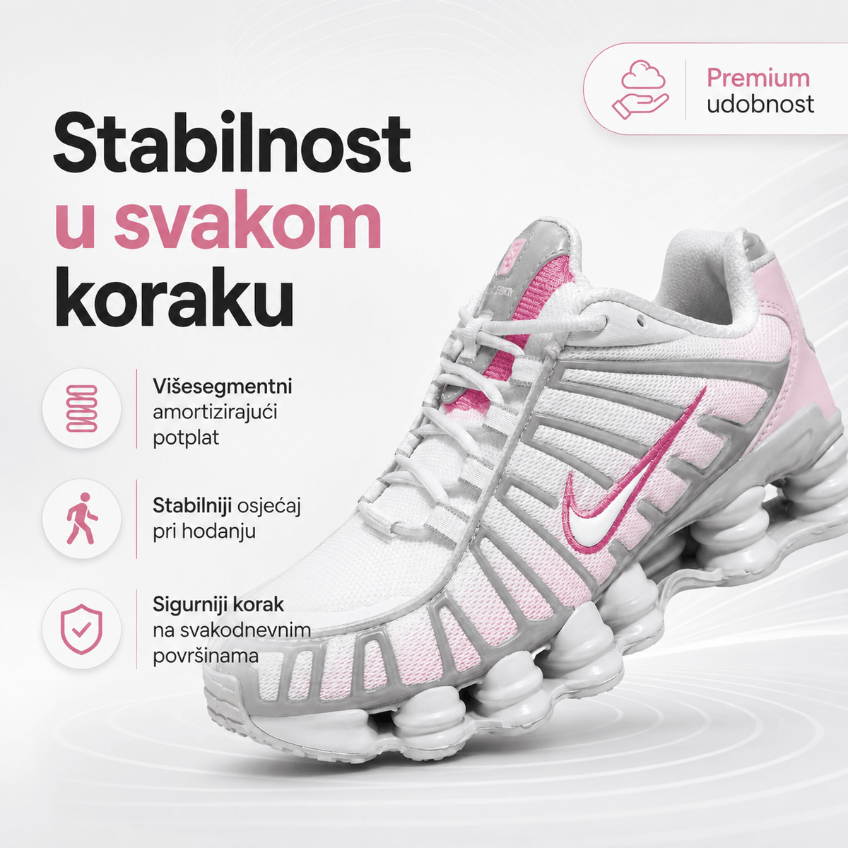 Ženske Premium Bijelo-Roze Sportske Tenisice – Ženske tenisice – 36 – slika 5